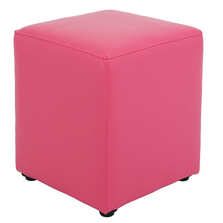 Taburet Cube, tapiterie piele ecologica, roz IP 21896, 45x37x37 cm