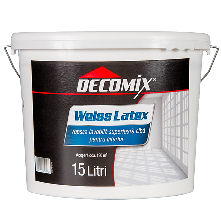 Vopsea lavabila latex Decomix WeissLatex, de interior, alba, 15 L
