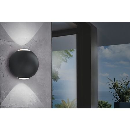 Aplica exterior Abugo, negru, aluminiu, 2 x LED,  IP54, 3,3 W