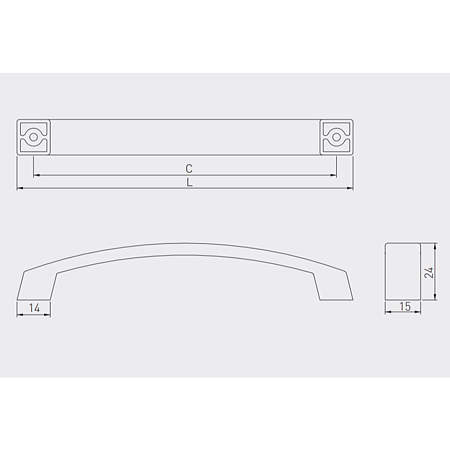 Maner G0 din zamac, finisaj aluminiu, L 142 mm, 128 mm