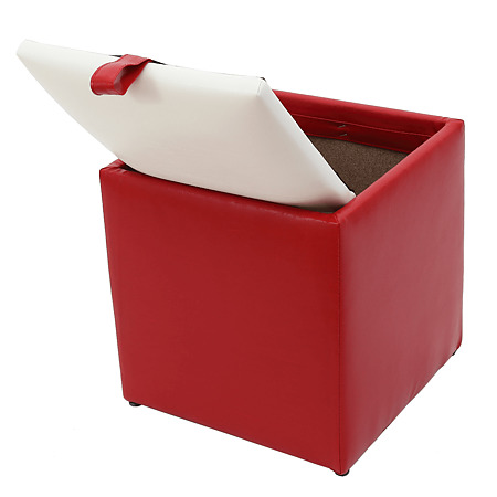 Taburet Box alb/ rosu IP, 37 x 37 x 42 cm