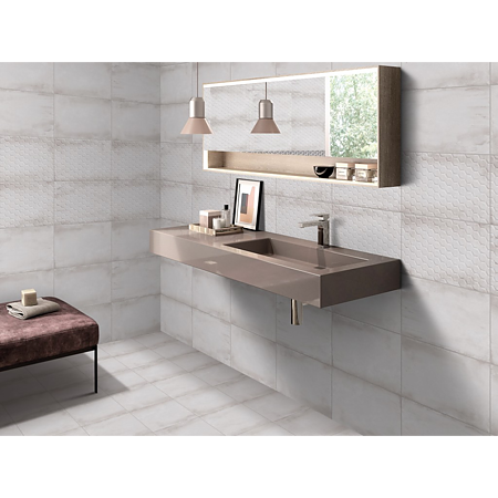 Faianta baie rectificata glazurata 518 LT, gri, mat, aspect de beton, 45 x 30 cm