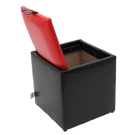 Taburet Box rosu / negru Ip, 37 x 37 x 42 cm