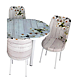 Set masa ovala extensibila cu 4 scaune Lily, pal melaminat, alb, 170,5 x 75 cm