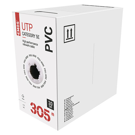 Cablu UTP cat5E Emos, 4 perechi, 24 AWG, nemufat, rola 305 m