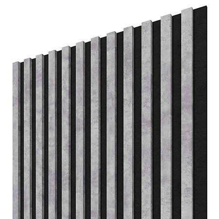 Panou decorativ Linea Acustic ProLine, 12 lamele, MDF, urban gri/negru, interior, 240 x 60.5 x 2 cm