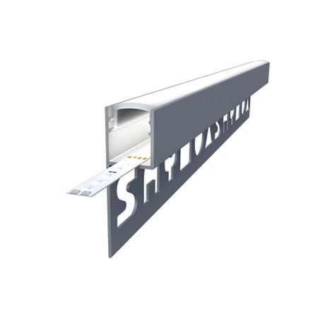Profil banda LED pentru plinta ceramica LED.808.12.MKR2, aluminiu, incorporabil, mat, gri, 12 x 2700 mm