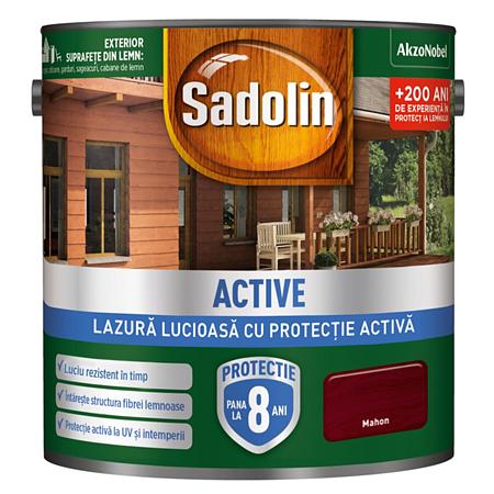 Lazura lucioasa pentru lemn Sadolin Active, mahon, interior/exterior, 0.75 l