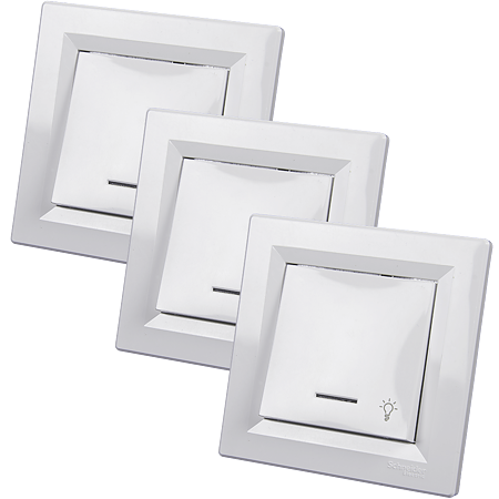 Intrerupator cu revenire si LED Asfora, Schneider EPH1800121, alb