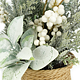 Aranjament floral decorativ pentru Craciun, plastic + textil, argintiu, 10 x 10 x 22 cm