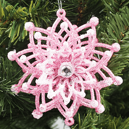 Decoratiune de Craciun, stea cu decor glitter, plastic, 10 cm Decoratiune de Craciun, stea cu decor glitter, plastic, 10 cm