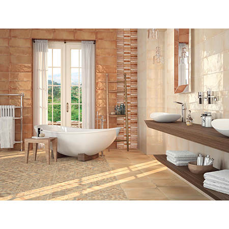 Faianta baie Montblanc Brown, maro, lucios, aspect de ciment, 50 x 20 cm