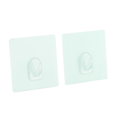 Set 2 agatatori adezive, patrate, plastic, alb, 8 x 8 cm