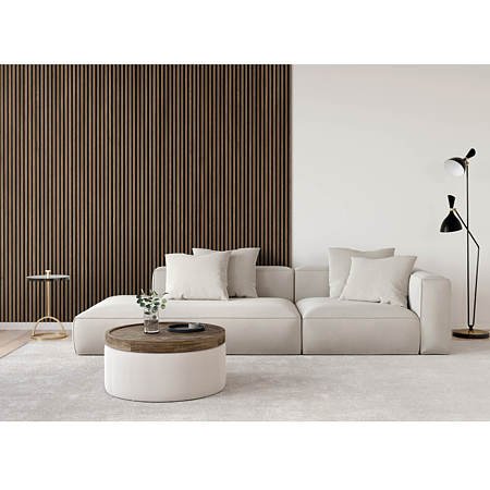 Panou decorativ Linea Acustic, 6 lamele, MDF, maro, interior, 265 x 24.5 x 2.2 cm