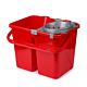 Galeata dubla cu storcator si roti, plastic, rosu, 15 l