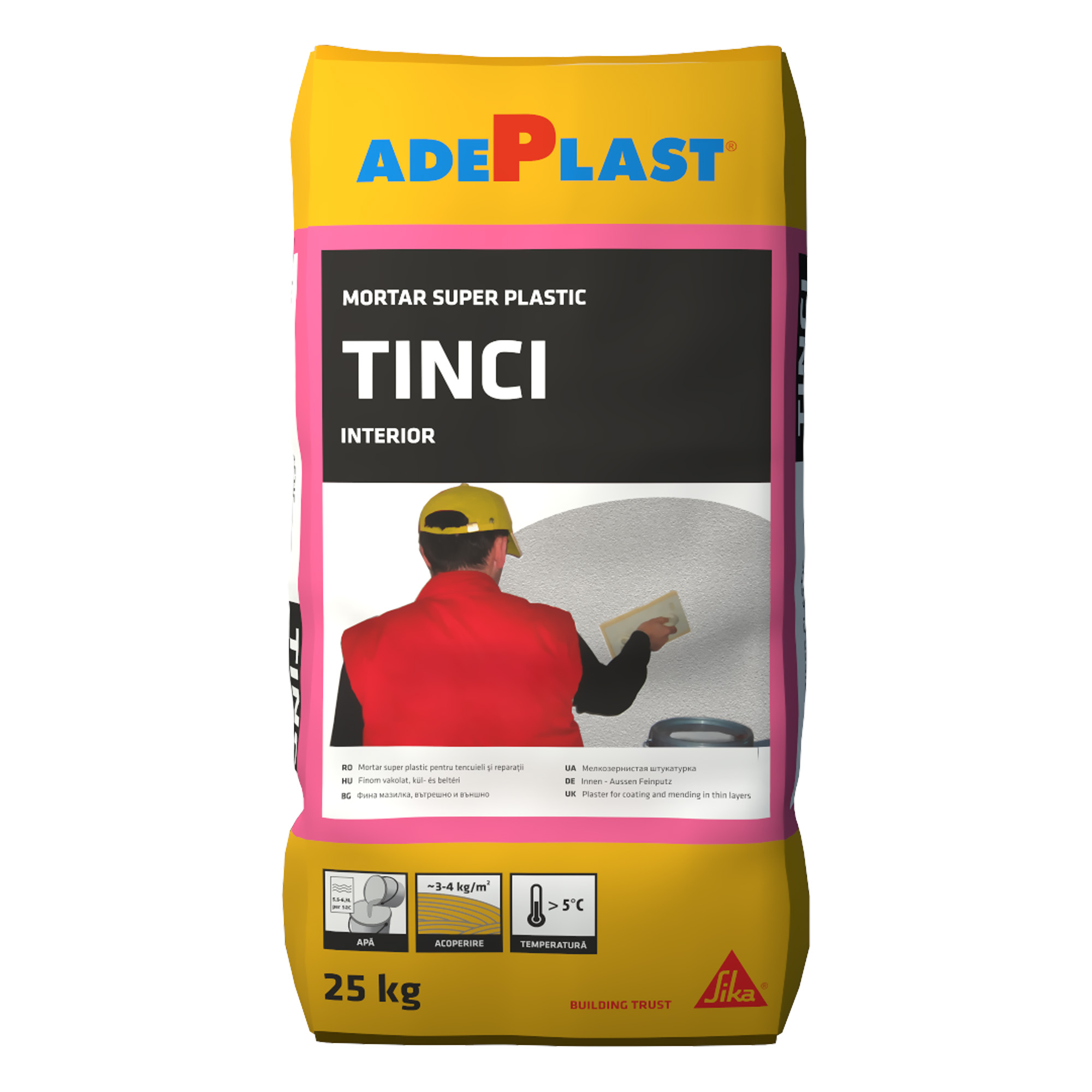 Mortar tinci pentru tencuieli si reparatii, MT Adeplast, gri, interior/exterior, 25 kg