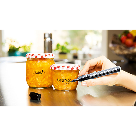 Marker permanent Edding 2000C, corp metalic, varf rotund, 1,5-3 mm, negru