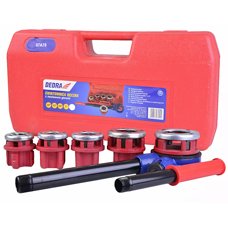 Set clupa filetat manuala Dedra 07A78, otel, 3/8", 1/2", 3/4", 1", 1 1/4"