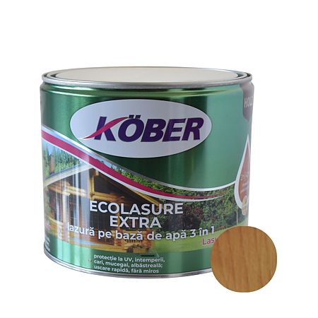 Lazură  Kober Ecolasure Extra 3 in 1 pentru lemn, pe baza de apa, stejar deschis, 2.5l