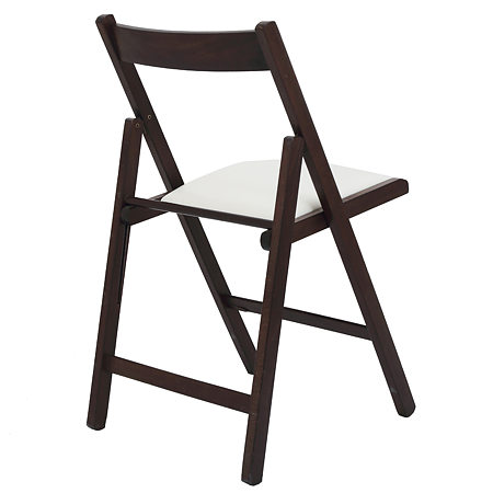 Scaun pliabil lemn Basic, wenge-alb, sezut piele ecologica, 79 x 42 cm