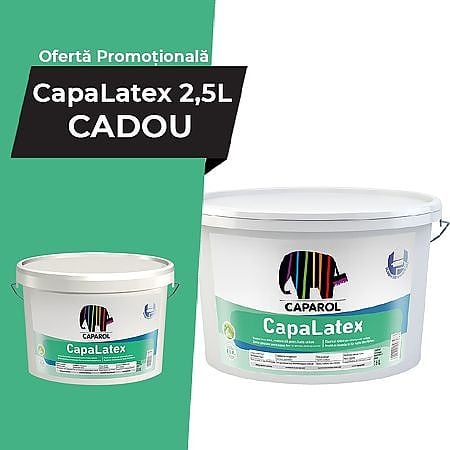 Vopsea lavabila interior Caparol CapaLatex, alb, 15 l + cadou 2.5 l