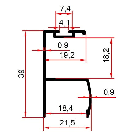 Profil aluminiu tip maner Y Eco, negru, cu perie, 2.5 m