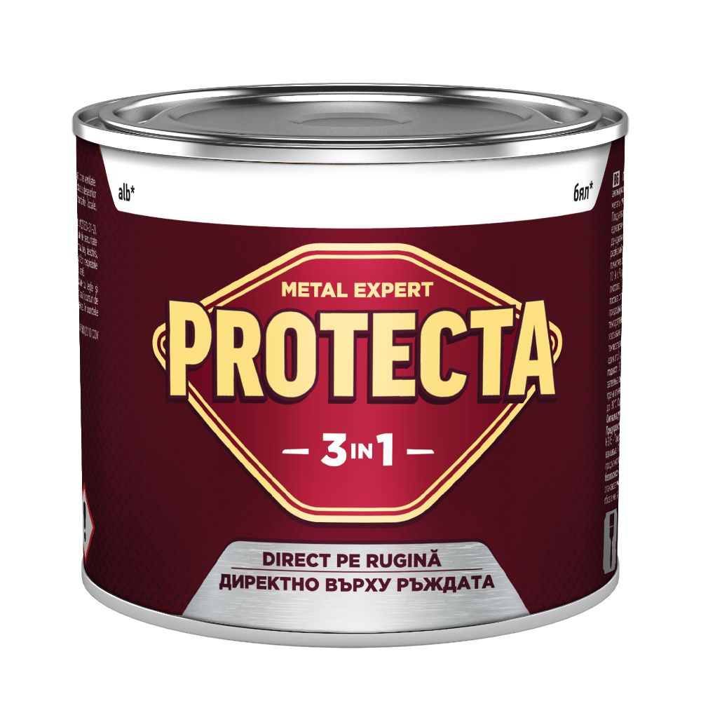 Vopsea alchidica/email Protecta 3 in 1, alb, interior/exterior, 0,5 L