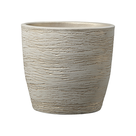 Ghiveci SK Pescara, ceramica, crem, diametru 14 cm, 12.5 cm
