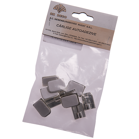 Carlige autoadezive pentru bara perdeluta, PVC, crom, set 10 buc Carlige autoadezive pentru bara perdeluta, PVC, crom, set 10 buc