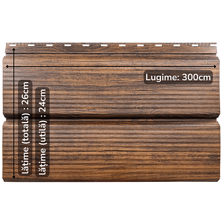 Lambriu metalic striat Venus, mahon, mat structurat, grosime 0.4 mm, 3 x 0.26 m 