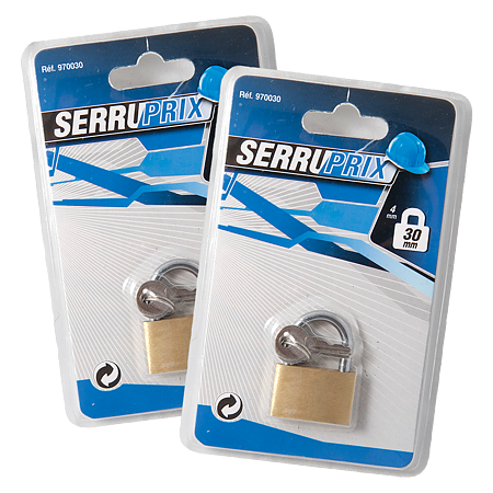 Lacat din alama, Serruprix Basic, l 30mm, blister, 2 chei