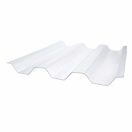 Placa policarbonat trapez Polyplast Puls 76/18, transparent, grosime 1 mm, 2000 x 1060 mm