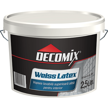 Vopsea lavabila latex interior Decomix WeissLatex, alba, 2.5 L