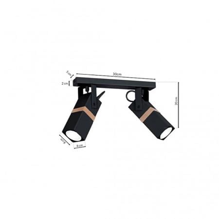 Spot Vidar, 2xGU10, metal/lemn, negru
