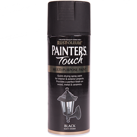 Vopsea spray decorativa Rust-Oleum Painter`s Touchs, negru, mat, interior/exterior, 400 ml