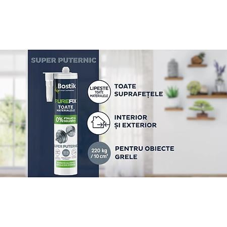 Adeziv universal pentru constructii usoare Bostik Purefix Super Puternic, 290 ml