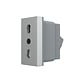 Modul priza simpla standard italian Livolo VL-FCTL16A, policarbonat, argintiu