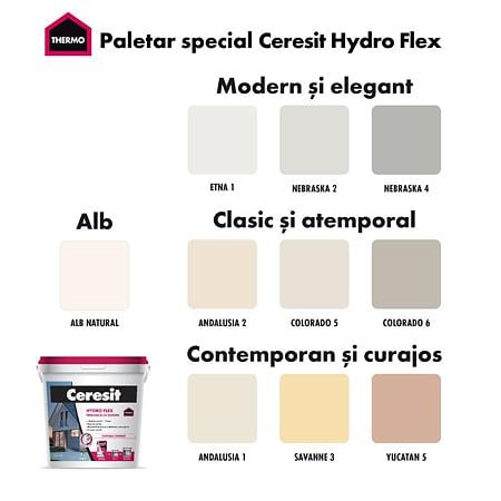 Tencuiala decorativa cu silicon Ceresit Hydro Flex, aspect praf de piatra, granulatie 1.5 mm, interior/exterior, Andalusia1, 25 kg