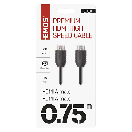 Cablu HDMI/Ethernet de mare viteza Emos, tata - tata, 0.75 m