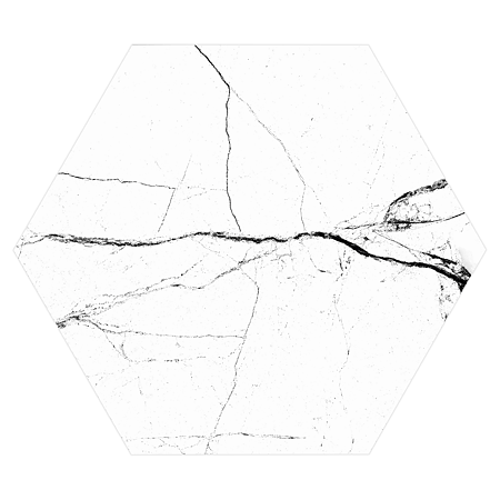 Gresie interior/ exterior Hexa, mat, alb, PEI 4, R9, marmura, hexagonala, 21.5 x 25 cm