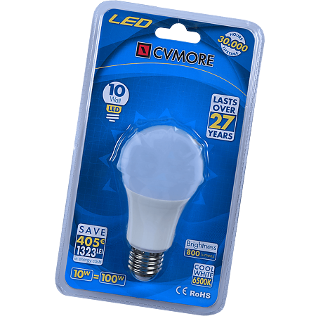 Bec LED global Cvmore, rotund, E27, 10W, 800 lm, lumina alba rece 6500K