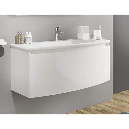 Baza cu lavoar Savini Due Sole, MDF, pal, ceramica, alb, 102 x 49 x 43 cm
