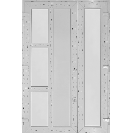 Usa PVC pentru intrare, 2 canate, alb, 135 x 205 cm, deschidere dreapta