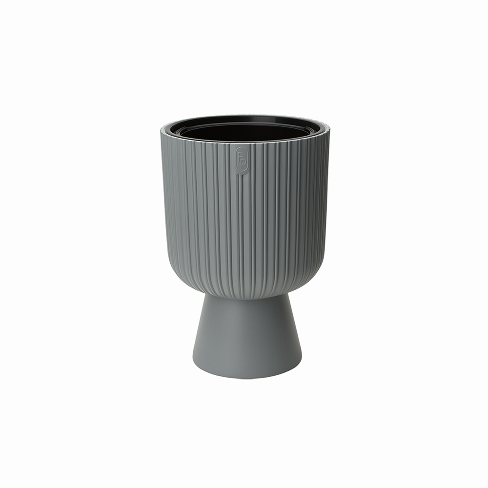 Ghiveci Keli Mika Petit, PVC, gri, diametru 14 cm, inaltime 20.5 cm