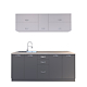 Mobila de bucatarie City, alb-gri, pal melaminat, lungime 2 m Mobila de bucatarie City, alb-gri, pal melaminat, lungime 2 m