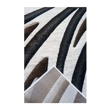 Covor modern Geo Hand Carved 7164, polipropilena heat set, model abstract bej/maro, 160 x 220 cm