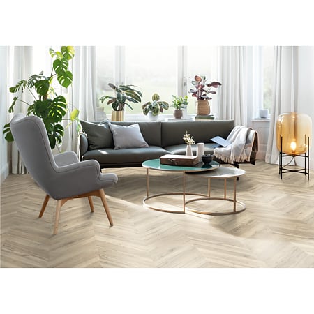 Parchet laminat 8 mm Egger NatureSense Aqua Stejar Rillington deschis EL202F, tip chevron, nuanta deschisa, clasa de trafic 32, Aqua CLIC it! , 1292 x 327 mm