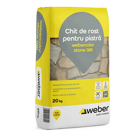 Chit de rosturi pentru piatra naturala, Weber Color Stone, gri, 20 kg