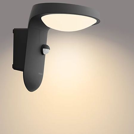Aplica solara exterior Philips Tyla, cu senzor de miscare, IP 44, 18 W,antracit, lumina calda (3000 k)