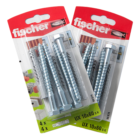 Diblu din nailon cu surub, Fischer UX, 10 x 60 mm, 8 x 80 mm, 4 buc Diblu din nailon cu surub, Fischer UX, 10 x 60 mm, 8 x 80 mm, 4 buc